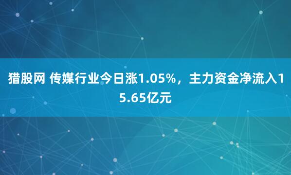 猎股网 传媒行业今日涨1.05%，主力资金净流入15.65亿元