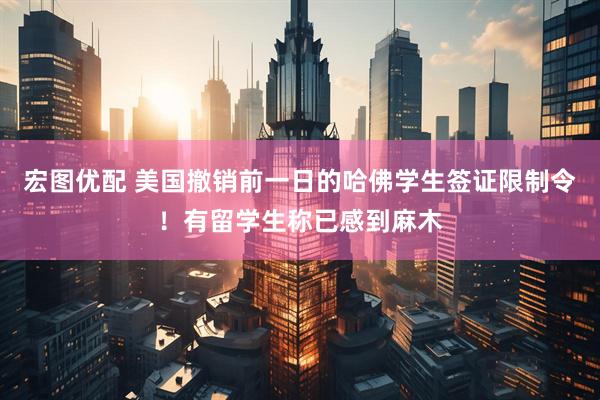 宏图优配 美国撤销前一日的哈佛学生签证限制令！有留学生称已感到麻木