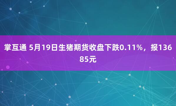 掌互通 5月19日生猪期货收盘下跌0.11%，报13685元